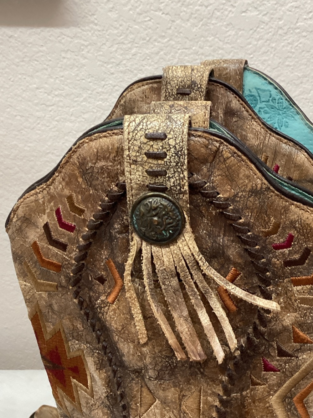 Corral Tan Suede Embroidered Western Heeled Boots - Picture 8 of 10